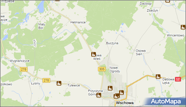 mapa Nowa Wieś gmina Wschowa, Nowa Wieś gmina Wschowa na mapie Targeo