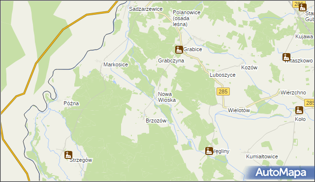 mapa Nowa Wioska gmina Gubin, Nowa Wioska gmina Gubin na mapie Targeo