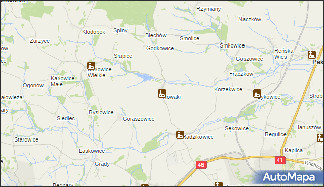 mapa Nowaki gmina Pakosławice, Nowaki gmina Pakosławice na mapie Targeo