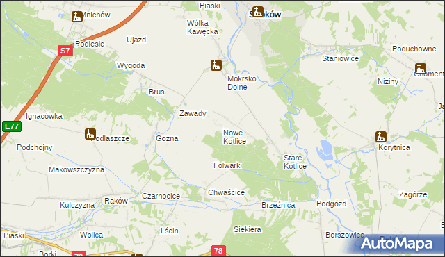 mapa Nowe Kotlice, Nowe Kotlice na mapie Targeo