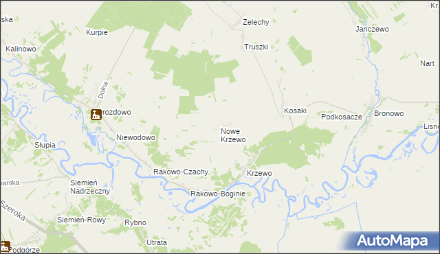 mapa Nowe Krzewo gmina Piątnica, Nowe Krzewo gmina Piątnica na mapie Targeo