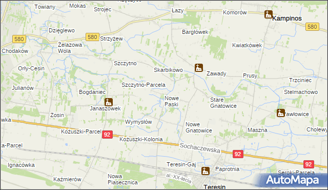 mapa Nowe Paski, Nowe Paski na mapie Targeo