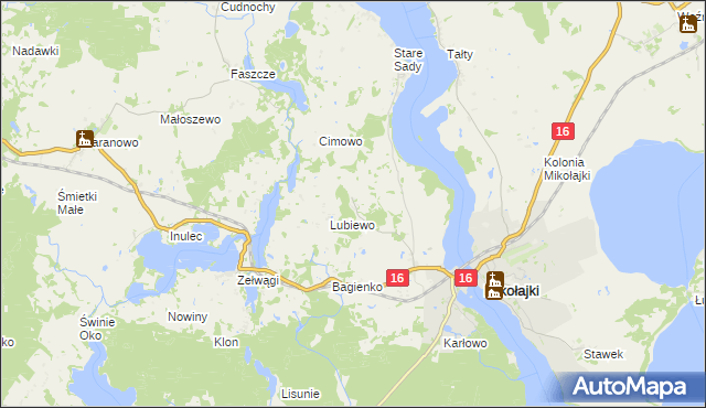 mapa Nowe Sady gmina Mikołajki, Nowe Sady gmina Mikołajki na mapie Targeo