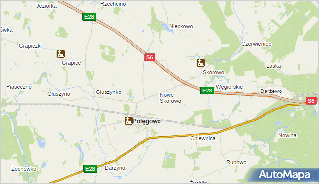 mapa Nowe Skórowo, Nowe Skórowo na mapie Targeo