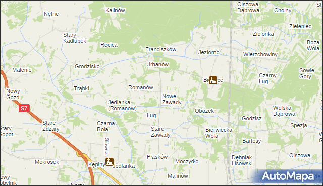 mapa Nowe Zawady, Nowe Zawady na mapie Targeo
