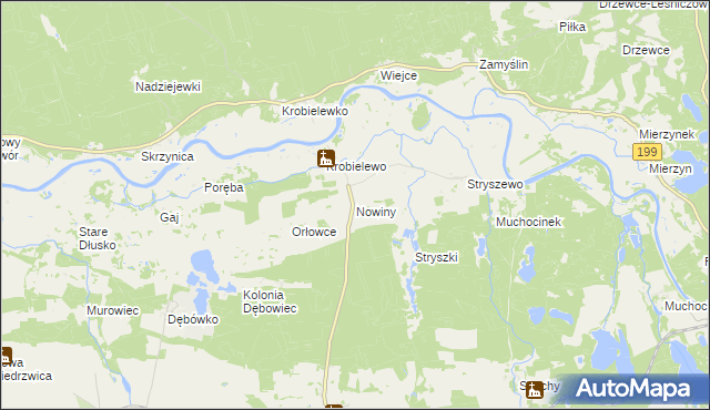 mapa Nowiny gmina Przytoczna, Nowiny gmina Przytoczna na mapie Targeo