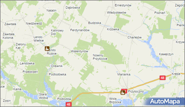 mapa Nowiny Przytockie, Nowiny Przytockie na mapie Targeo