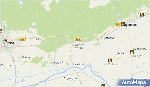 mapa Nowiny Wielkie, Nowiny Wielkie na mapie Targeo