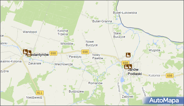 mapa Nowy Pawłów, Nowy Pawłów na mapie Targeo