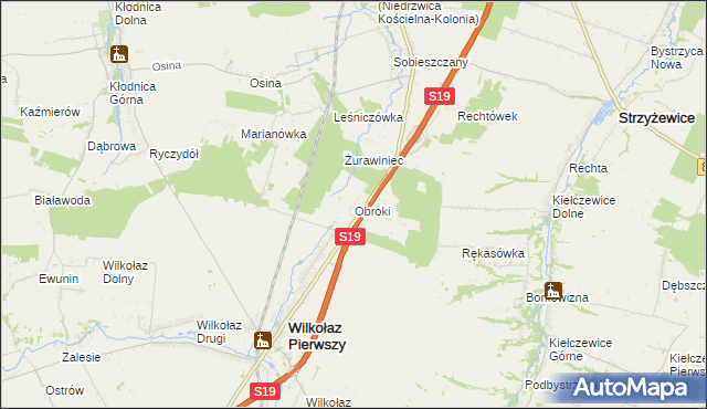 mapa Obroki, Obroki na mapie Targeo