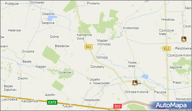 mapa Ochoża gmina Wierzbica, Ochoża gmina Wierzbica na mapie Targeo