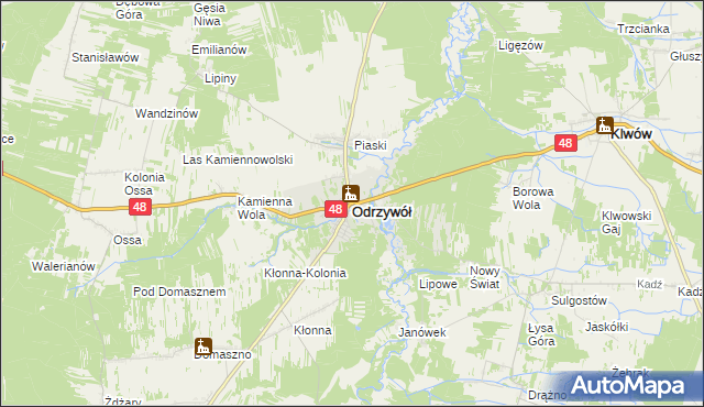 mapa Odrzywół, Odrzywół na mapie Targeo