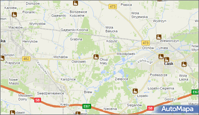 mapa Okup Mały, Okup Mały na mapie Targeo