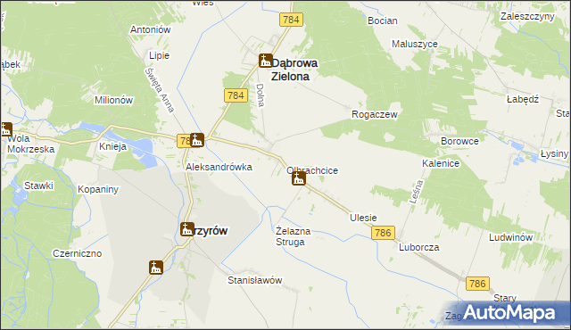mapa Olbrachcice gmina Dąbrowa Zielona, Olbrachcice gmina Dąbrowa Zielona na mapie Targeo