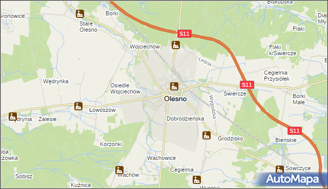 mapa Olesno, Olesno na mapie Targeo