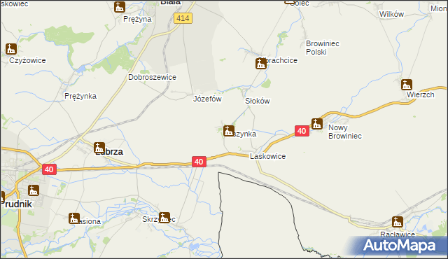mapa Olszynka gmina Lubrza, Olszynka gmina Lubrza na mapie Targeo