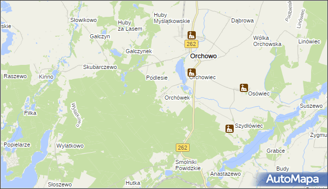 mapa Orchówek gmina Orchowo, Orchówek gmina Orchowo na mapie Targeo