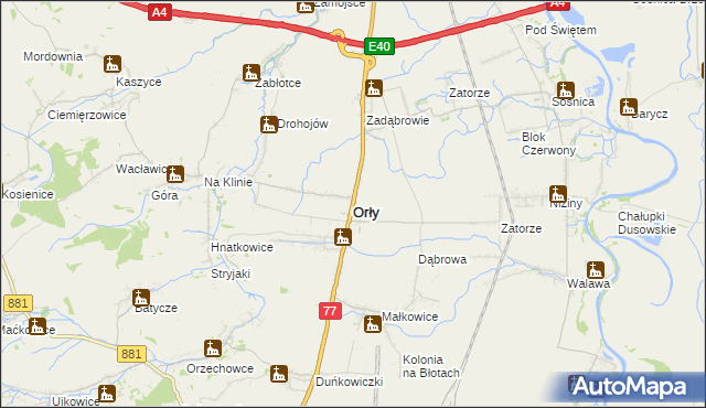 mapa Orły powiat przemyski, Orły powiat przemyski na mapie Targeo