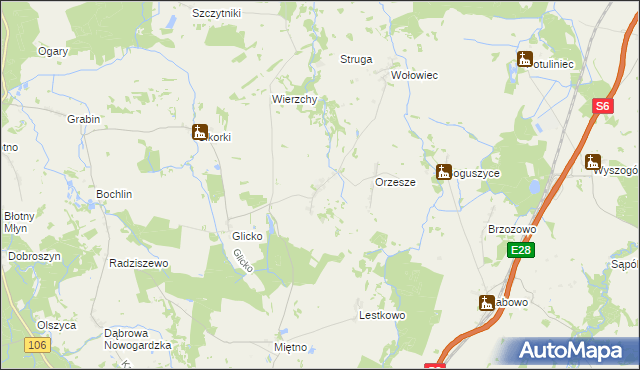 mapa Orzechowo gmina Nowogard, Orzechowo gmina Nowogard na mapie Targeo