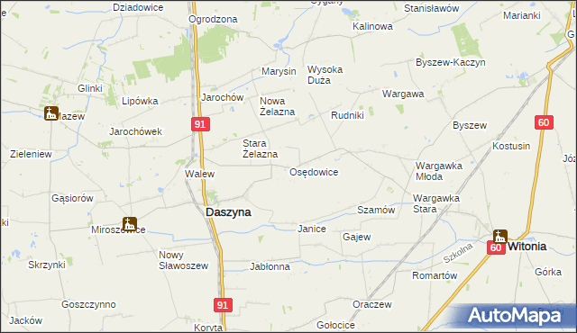 mapa Osędowice, Osędowice na mapie Targeo