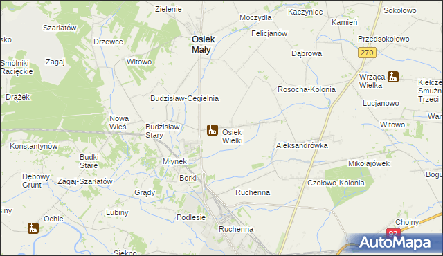 mapa Osiek Wielki gmina Osiek Mały, Osiek Wielki gmina Osiek Mały na mapie Targeo