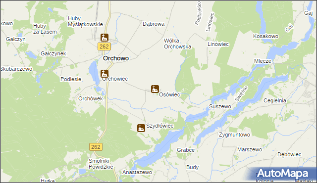 mapa Osówiec gmina Orchowo, Osówiec gmina Orchowo na mapie Targeo
