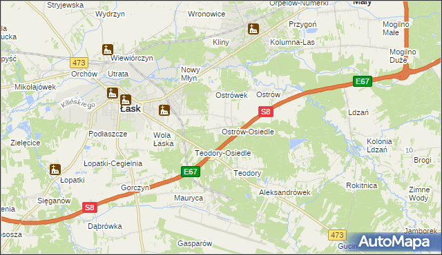 mapa Ostrów-Osiedle, Ostrów-Osiedle na mapie Targeo