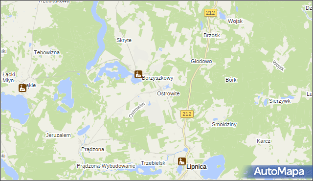 mapa Ostrowite gmina Lipnica, Ostrowite gmina Lipnica na mapie Targeo