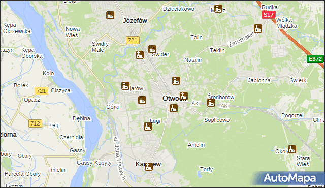 mapa Otwock, Otwock na mapie Targeo