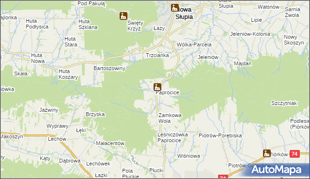 mapa Paprocice, Paprocice na mapie Targeo