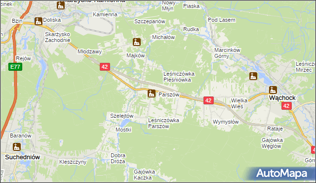 mapa Parszów, Parszów na mapie Targeo