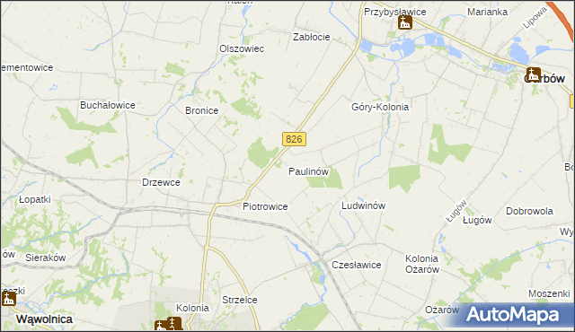 mapa Paulinów gmina Nałęczów, Paulinów gmina Nałęczów na mapie Targeo