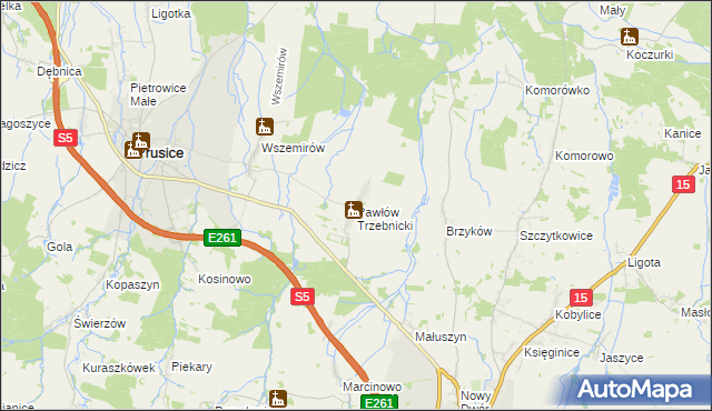 mapa Pawłów Trzebnicki, Pawłów Trzebnicki na mapie Targeo