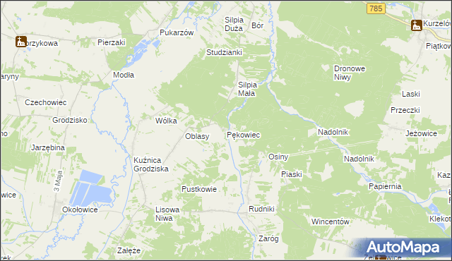 mapa Pękowiec, Pękowiec na mapie Targeo