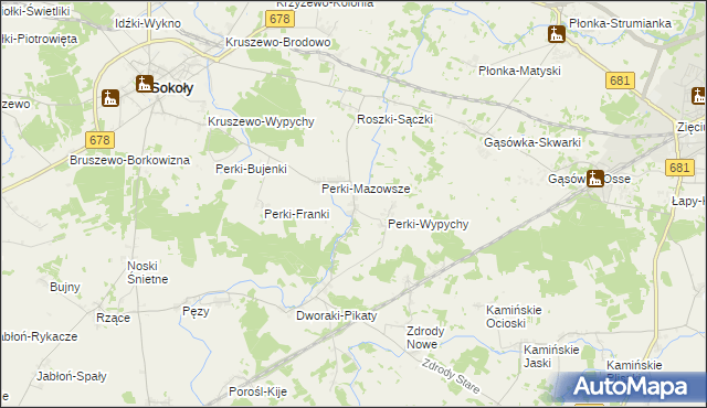 mapa Perki-Lachy, Perki-Lachy na mapie Targeo