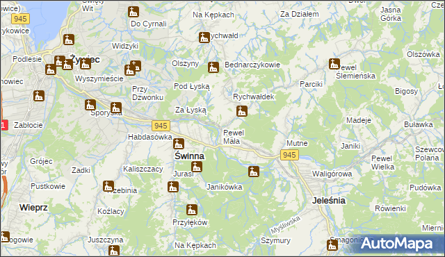 mapa Pewel Mała, Pewel Mała na mapie Targeo