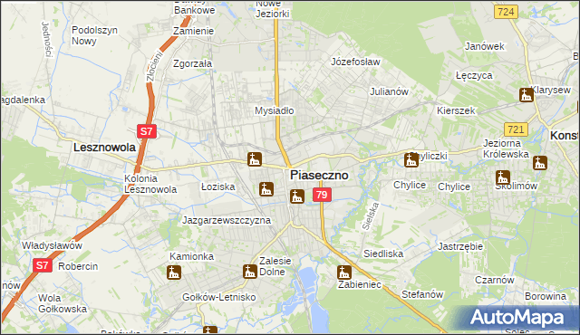 mapa Piaseczno, Piaseczno na mapie Targeo