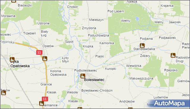 mapa Piaski gmina Bolesławiec, Piaski gmina Bolesławiec na mapie Targeo