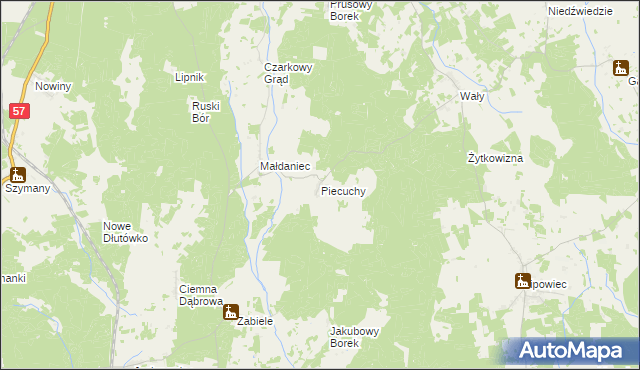 mapa Piecuchy, Piecuchy na mapie Targeo