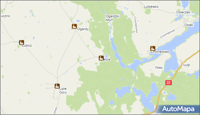 mapa Pielice gmina Strzelce Krajeńskie, Pielice gmina Strzelce Krajeńskie na mapie Targeo