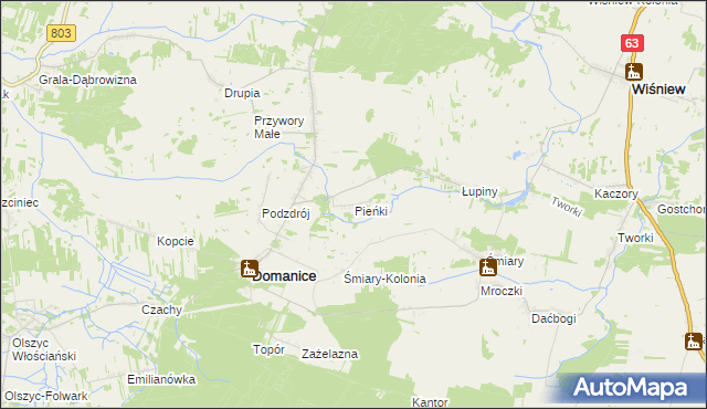 mapa Pieńki gmina Domanice, Pieńki gmina Domanice na mapie Targeo