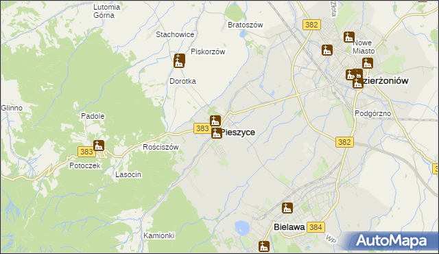 mapa Pieszyce, Pieszyce na mapie Targeo