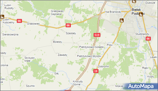 mapa Pietrzykowo-Gołąbki, Pietrzykowo-Gołąbki na mapie Targeo