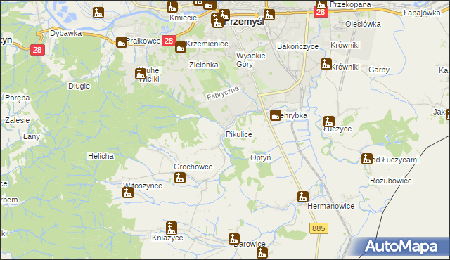 mapa Pikulice, Pikulice na mapie Targeo