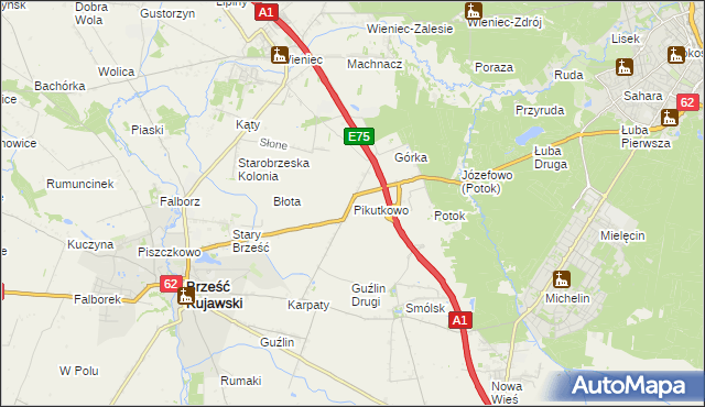 mapa Pikutkowo, Pikutkowo na mapie Targeo