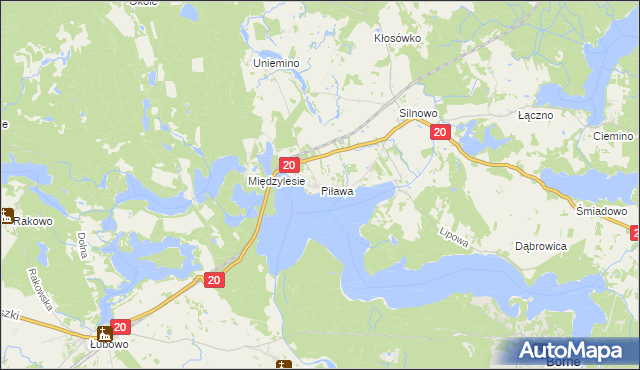 mapa Piława gmina Borne Sulinowo, Piława gmina Borne Sulinowo na mapie Targeo