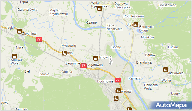 mapa Pilchów, Pilchów na mapie Targeo