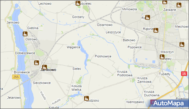 mapa Piotrkowice gmina Inowrocław, Piotrkowice gmina Inowrocław na mapie Targeo