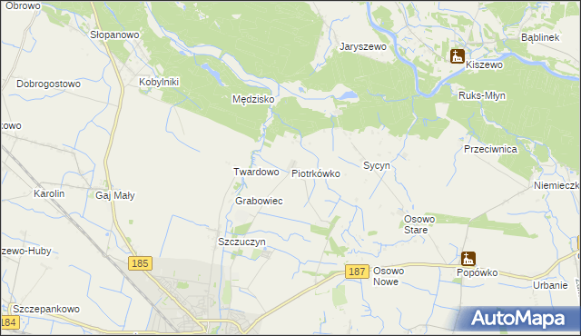 mapa Piotrkówko gmina Szamotuły, Piotrkówko gmina Szamotuły na mapie Targeo