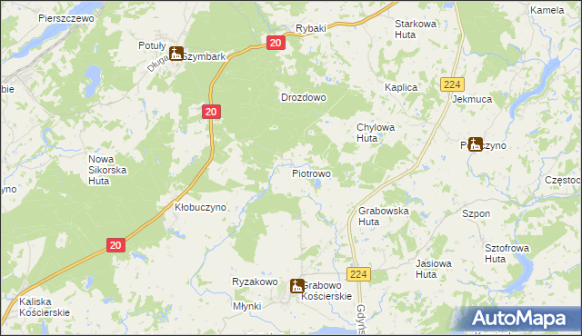 mapa Piotrowo gmina Somonino, Piotrowo gmina Somonino na mapie Targeo